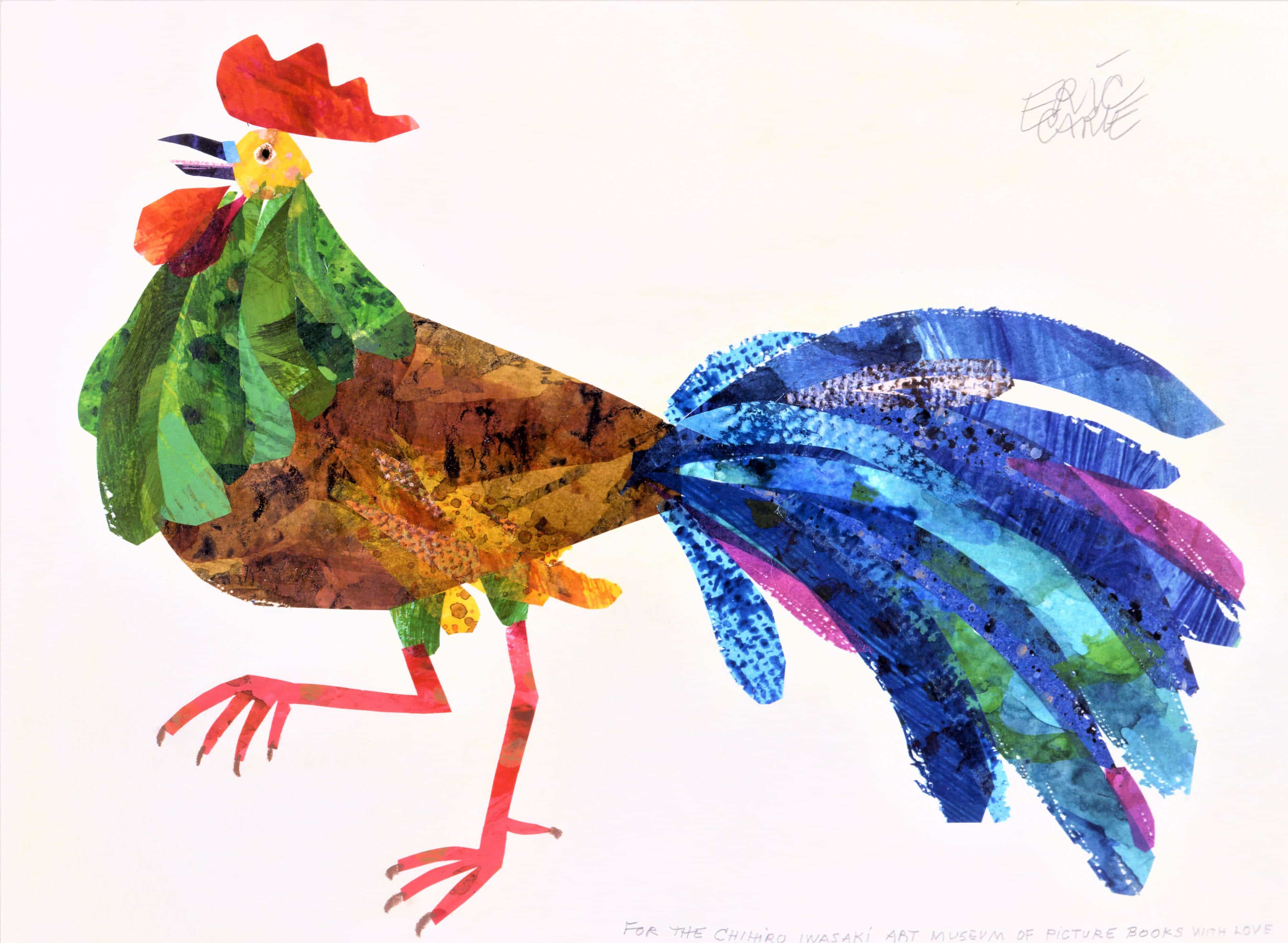 艾瑞·卡尔（美国）《公鸡》 1985年； Eric Carle, Rooster. Collection of The Chihiro Art Museum. ©1985 by Penguin Random House LLC.