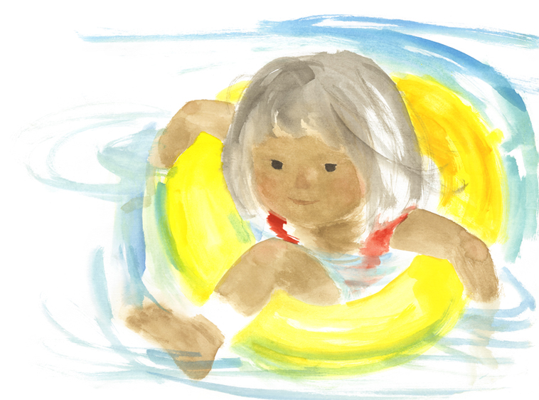 Тихиро Ивасаки. «Девочка, плавающая с надувным кругом». Из книги «Море, где была Поти» (Изд-во Сикося), 1973 год