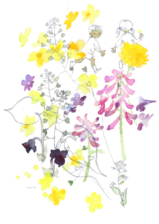 いわさきちひろ　春の花と子ども　1970年