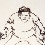 いわさきちひろ　すもうをとろうとしているお父さんと男の子　1972年