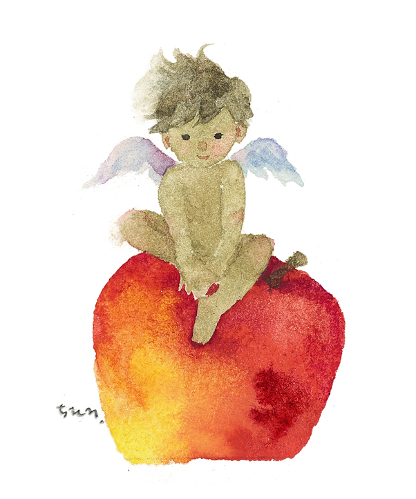 いわさきちひろ　りんごと天使　1964年