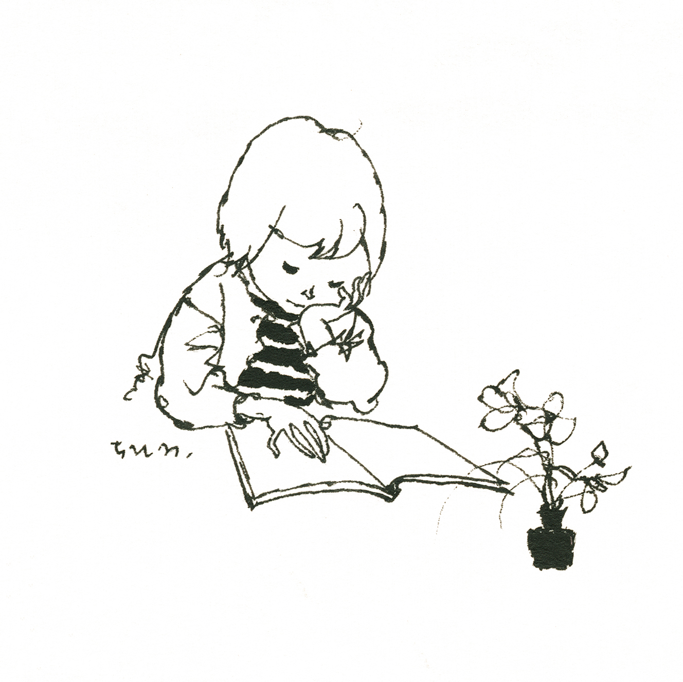 いわさきちひろ　本を読む少女　1965年