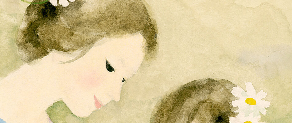 いわさきちひろ　本を読む母と子　1962年