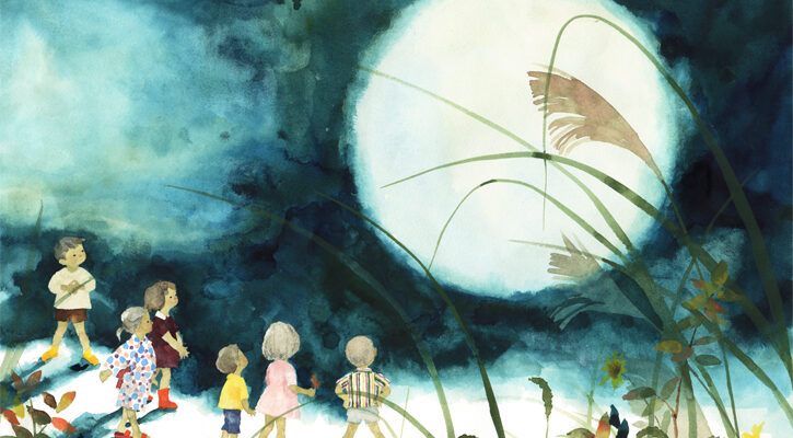 いわさきちひろ　十五夜の月　1965年 Chihiro Iwasaki, Full Moon, 1965