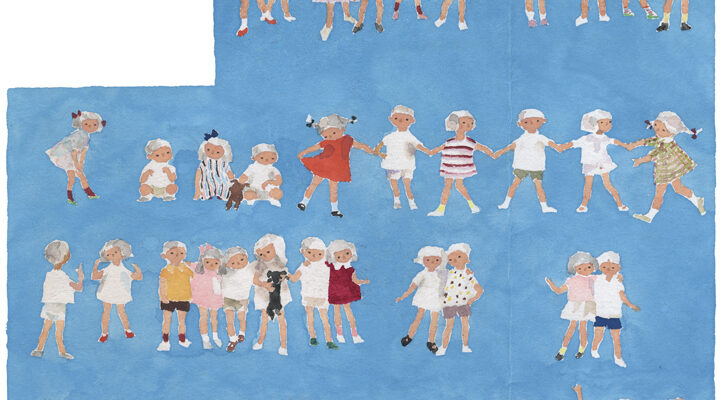 作品：いわさきちひろ　先生と子どもたち　『みんなでしようよ』（福音館書店）より　1957年