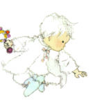 いわさきちひろ　ガラガラを持つあかちゃん　1968年