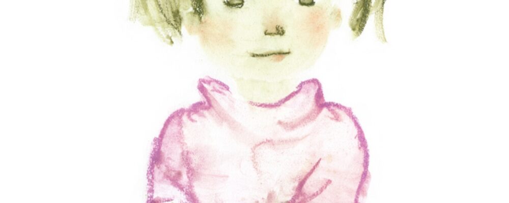 いわさきちひろ　ピンクのセーターを着た少女　1970年