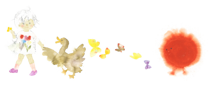 いわさきちひろ　おさんぽ　『もしもしおでんわ』（童心社）より　1970年