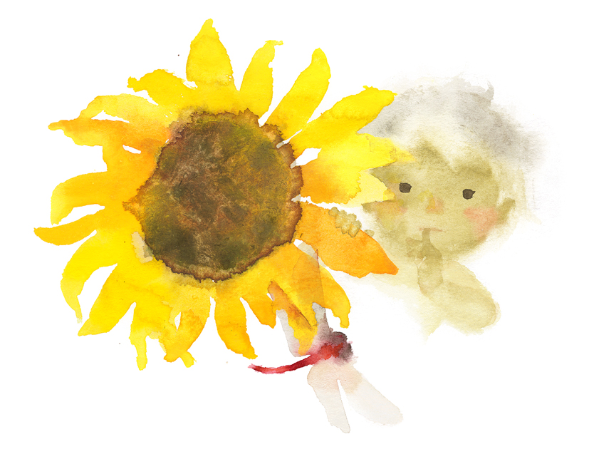 いわさきちひろ　ひまわりとあかちゃん　1971年