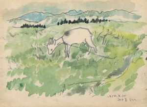 図２　いわさきちひろ　神戸原のやぎ　１９５０年６月１５日