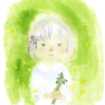 図７　いわさきちひろ　わらびを持つ少女　『あ かまんまとうげ』（童心社）より　１９７２年