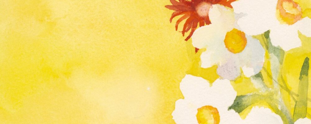 いわさきちひろ　水仙と椅子　1965年頃