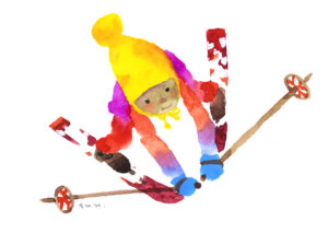 図１　いわさきちひろ　スキーをする子ども　１９７３年