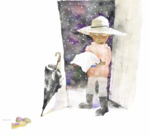 いわさきちひろ　戸口に立つおにた『おにたのぼうし』（ポプラ社）より　1969年