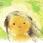 いわさきちひろ　緑の風のなかの少女　1972年