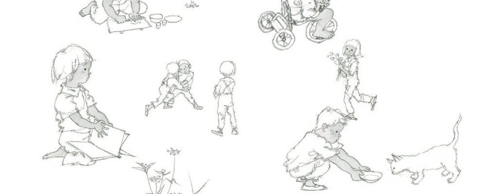 作品：いわさきちひろ　そのときぼくは 『わたしがちいさかったときに』（童心社）より　1967年 Illustration: Chihiro Iwasaki Back Then... from Watashi ga Chiisakatta Toki ni (When I Was a Child) Doshinsha Publishing, 1967