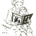 いわさきちひろ　本を読んでもらうあかちゃん　1967年