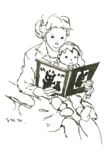 いわさきちひろ　本を読んでもらうあかちゃん　1967年