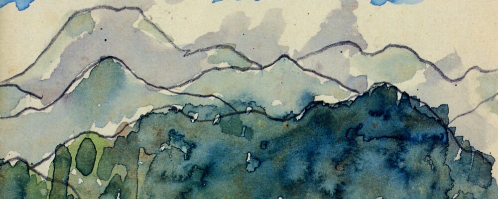 いわさきちひろ　神戸原より有明山をのぞむ　1951年