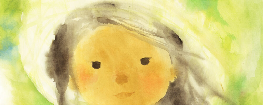 いわさきちひろ 緑の風のなかの少女　1972年