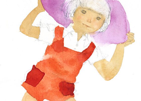 いわさきちひろ　赤い胸あてズボンの少女　1971年