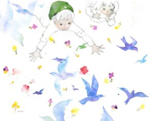 いわさきちひろ　『青い鳥』（世界文化社）より　1969年