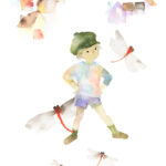 いわさきちひろ　赤とんぼと少年　1971年